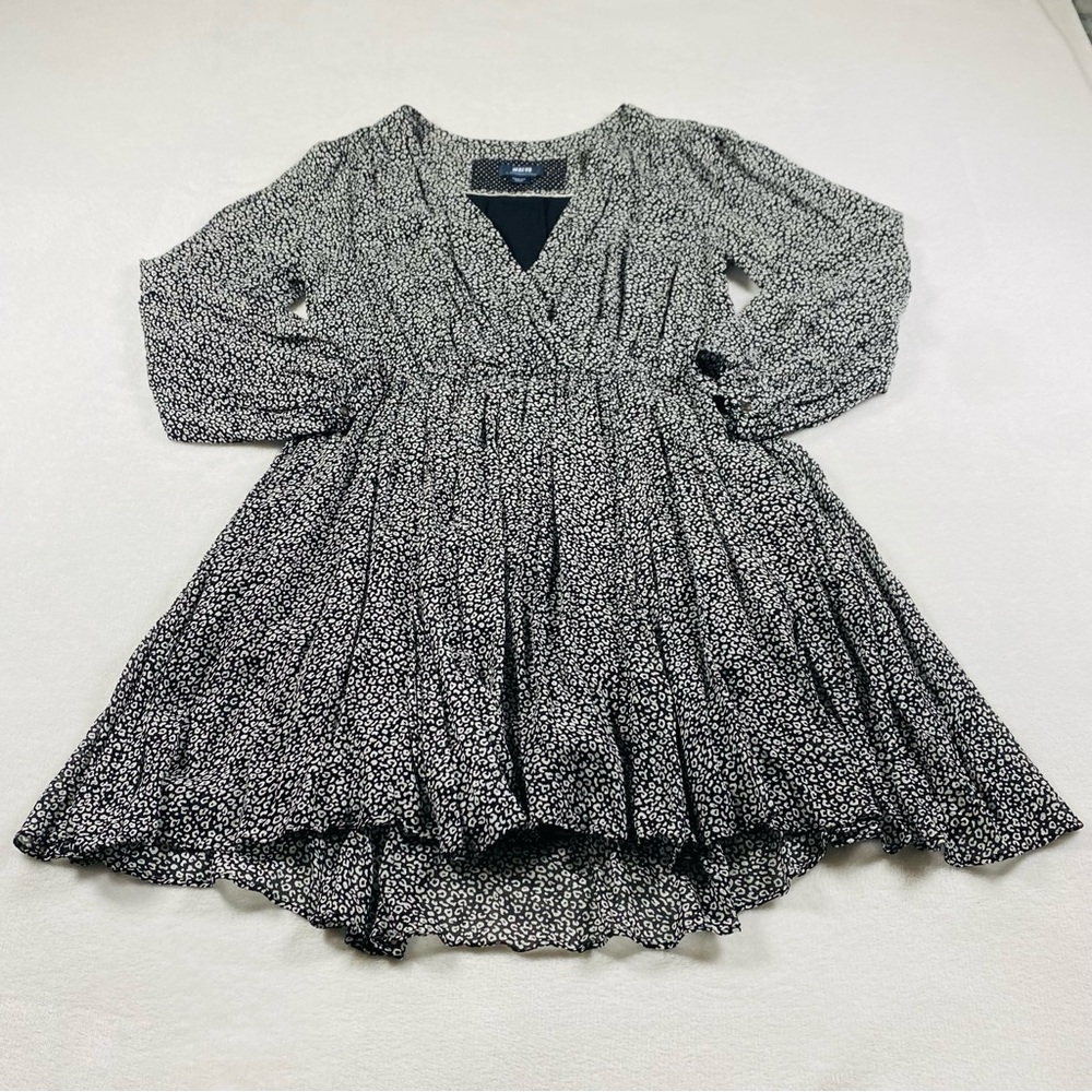 Maeve Anthropologie Carolyn Leopard Print Dress Black & White